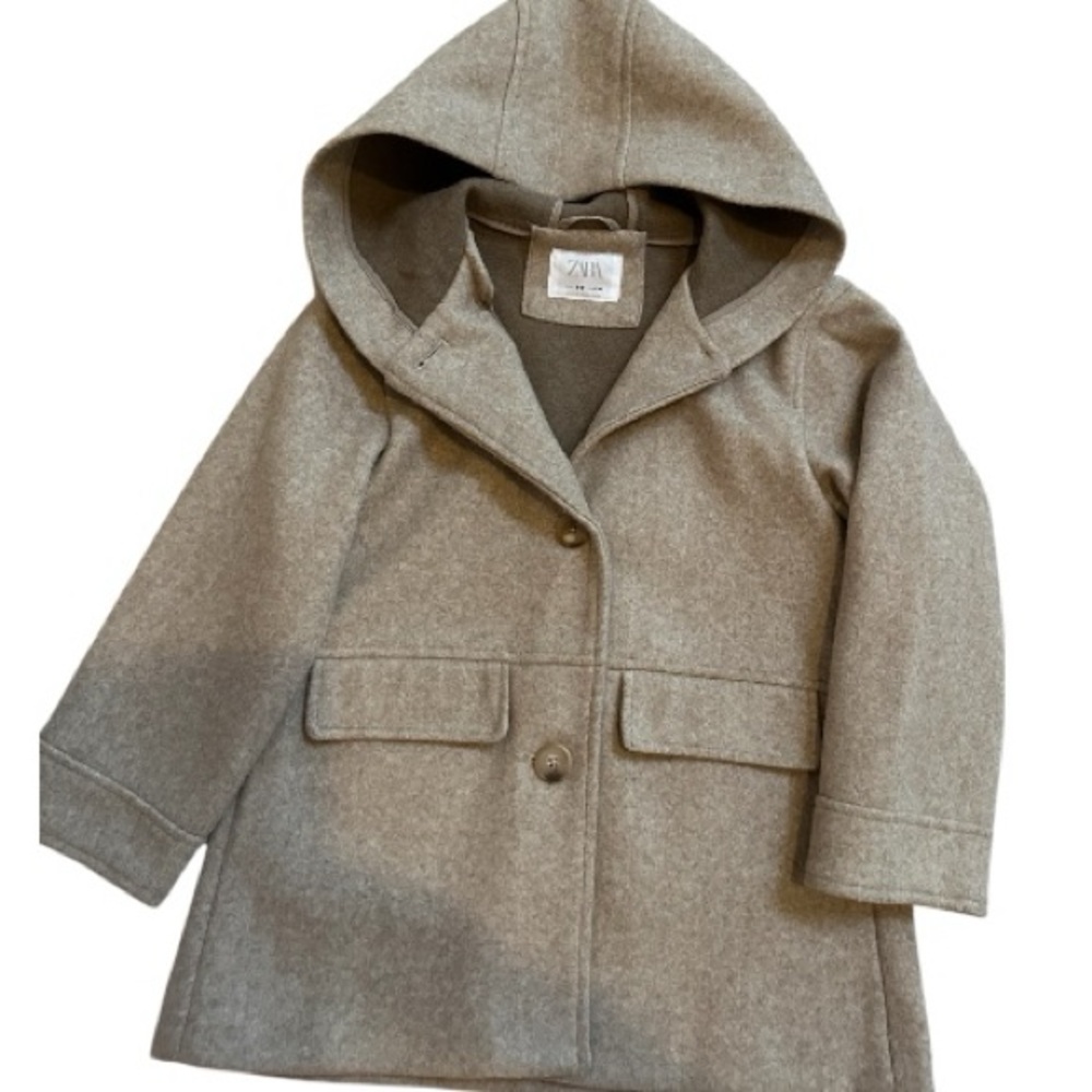 Zara Kids Tan Hooded Pea Coat